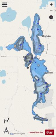 Cable Lake + Wiley Lake depth contour Map - i-Boating App - Streets