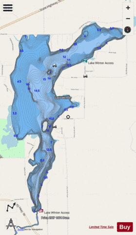 Winter Lake + Price Flowage depth contour Map - i-Boating App - Streets