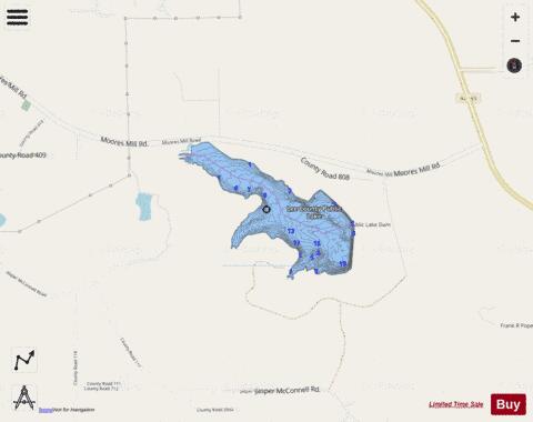 Lee County Public Fishing Lake depth contour Map - i-Boating App - Streets