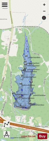 Walker County Public Fishing Lake depth contour Map - i-Boating App - Streets