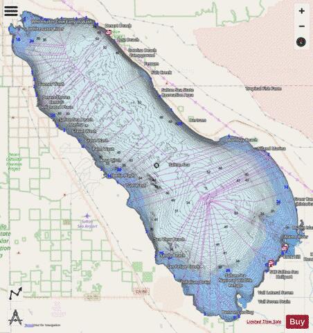 Salton Sea depth contour Map - i-Boating App - Streets