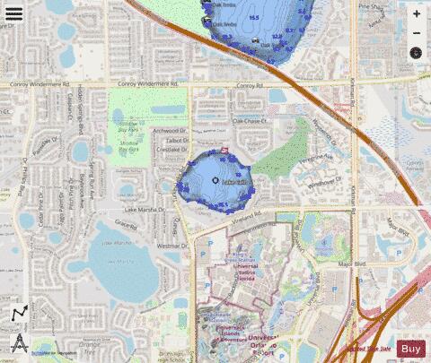 Lake Cain depth contour Map - i-Boating App - Streets
