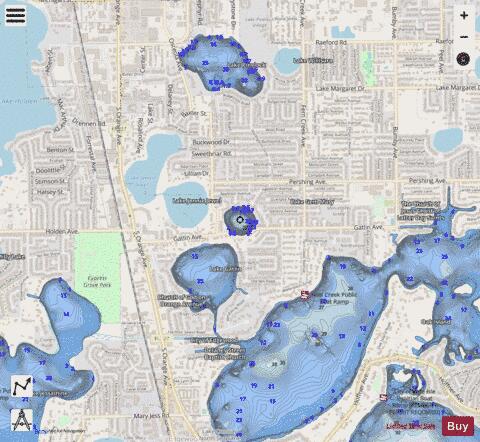 Lake Gem Mary depth contour Map - i-Boating App - Streets