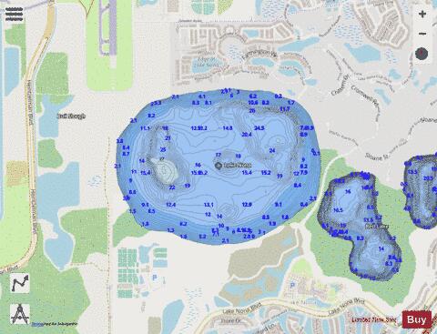 Lake Nona depth contour Map - i-Boating App - Streets