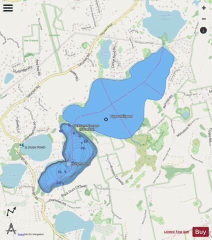 Upper Millpond depth contour Map - i-Boating App - Streets