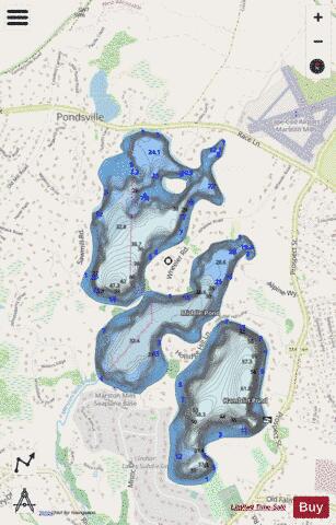 Mystic Lake depth contour Map - i-Boating App - Streets
