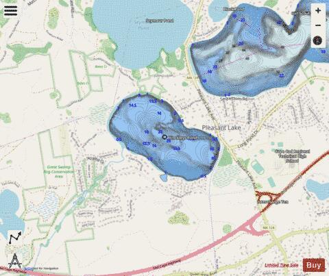 Hinckleys Pond depth contour Map - i-Boating App - Streets