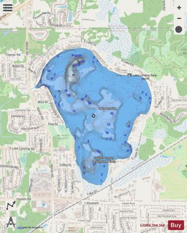 Lansing Lake depth contour Map - i-Boating App - Streets