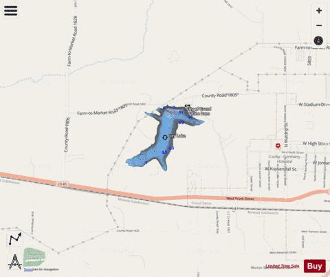 Lake Grandsaline / City Lake depth contour Map - i-Boating App - Streets