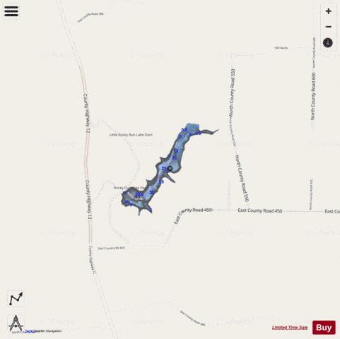 Rocky Run Lake depth contour Map - i-Boating App - Streets