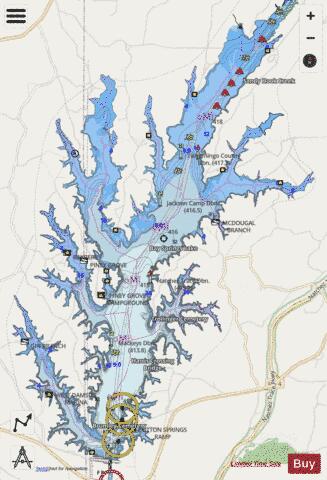Bay Springs Lake depth contour Map - i-Boating App - Streets