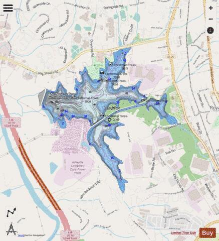 Lake Julian depth contour Map - i-Boating App - Streets