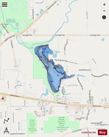 Lake Medina depth contour Map - i-Boating App - Streets