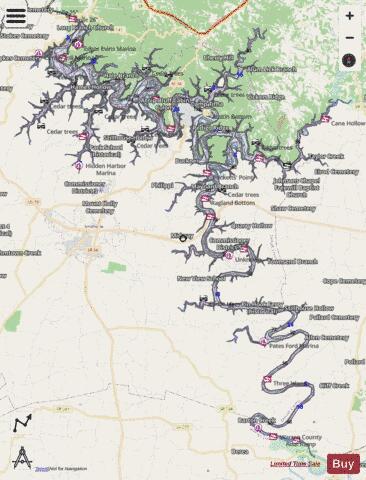 Center Hill Lake depth contour Map - i-Boating App - Streets
