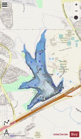 Marine Creek Reservoir depth contour Map - i-Boating App - Streets