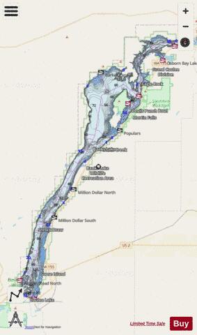 Banks Lake depth contour Map - i-Boating App - Streets