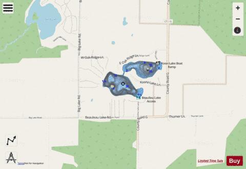 Beaulieu Lake depth contour Map - i-Boating App - Streets