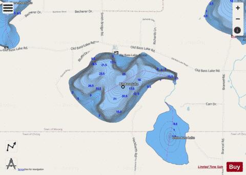 Big Bass Lake depth contour Map - i-Boating App - Streets