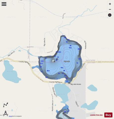Big Lake depth contour Map - i-Boating App - Streets