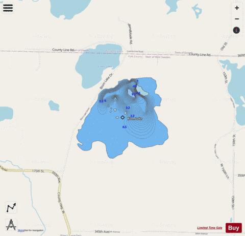Blom Lake depth contour Map - i-Boating App - Streets