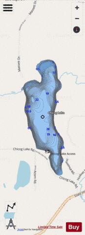 Chicog Lake depth contour Map - i-Boating App - Streets