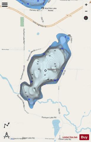 Dunham Lake depth contour Map - i-Boating App - Streets