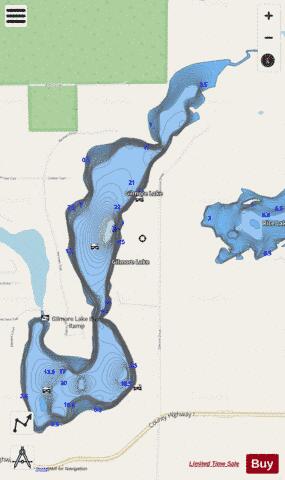 Gilmore Lake depth contour Map - i-Boating App - Streets