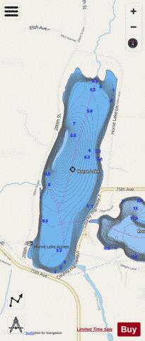 Horse Lake depth contour Map - i-Boating App - Streets