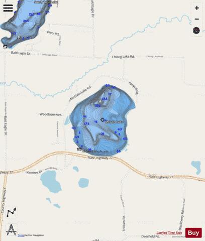 McLain Lake depth contour Map - i-Boating App - Streets