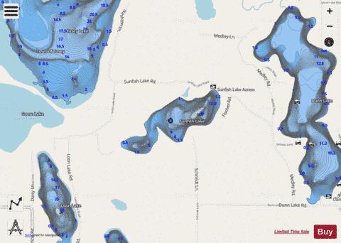 Sunfish Lake depth contour Map - i-Boating App - Streets