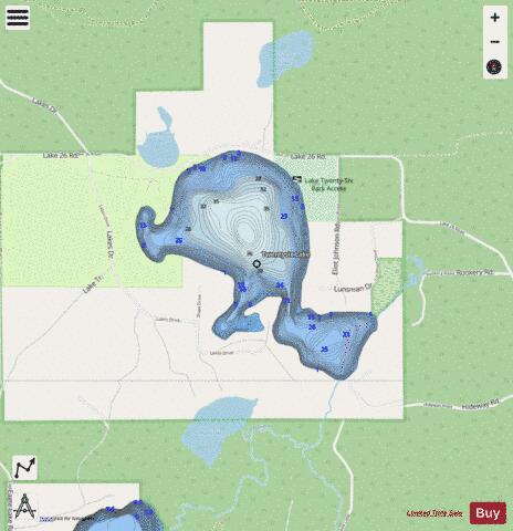 Twentysix Lake depth contour Map - i-Boating App - Streets