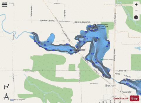 Upper Red Lake depth contour Map - i-Boating App - Streets