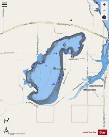 Blueberry Lake depth contour Map - i-Boating App - Streets