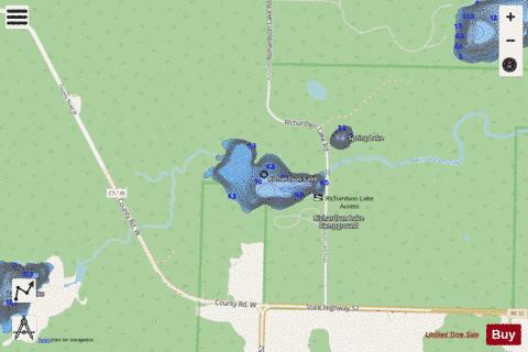 Richardson Lake depth contour Map - i-Boating App - Streets