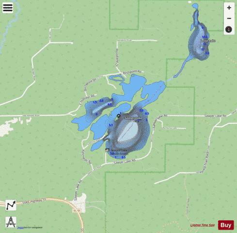 Sawyer Lake depth contour Map - i-Boating App - Streets