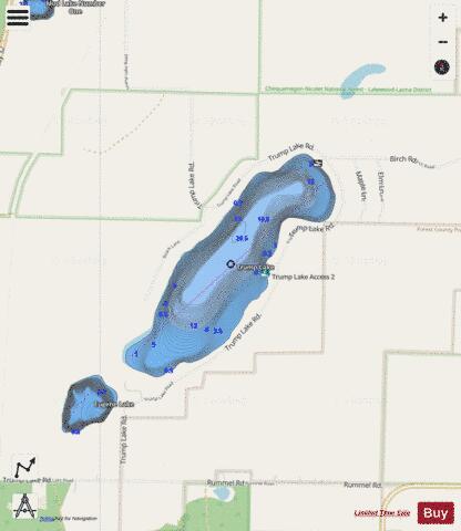 Trump Lake depth contour Map - i-Boating App - Streets