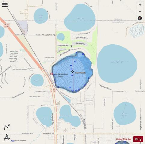 Damon depth contour Map - i-Boating App - Streets