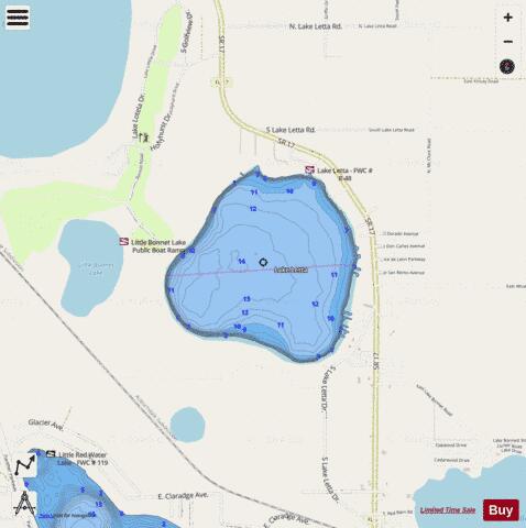 Letta depth contour Map - i-Boating App - Streets