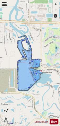 Bill Evers Reservoir depth contour Map - i-Boating App - Streets