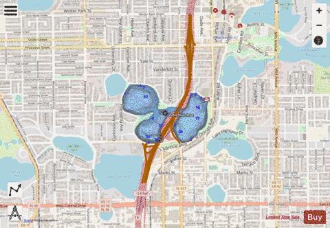 Ivanhoe depth contour Map - i-Boating App - Streets