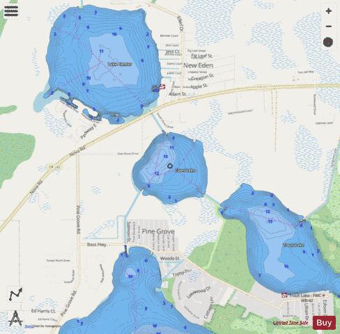Coon depth contour Map - i-Boating App - Streets