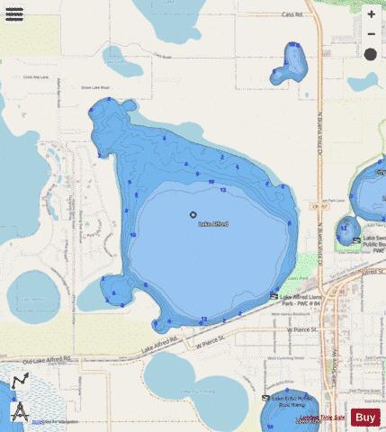 LAKE ALFRED depth contour Map - i-Boating App - Streets