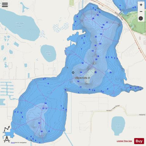 ALLIGATOR LAKE depth contour Map - i-Boating App - Streets