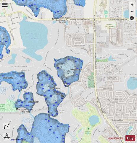 LAKE BLANCHE depth contour Map - i-Boating App - Streets