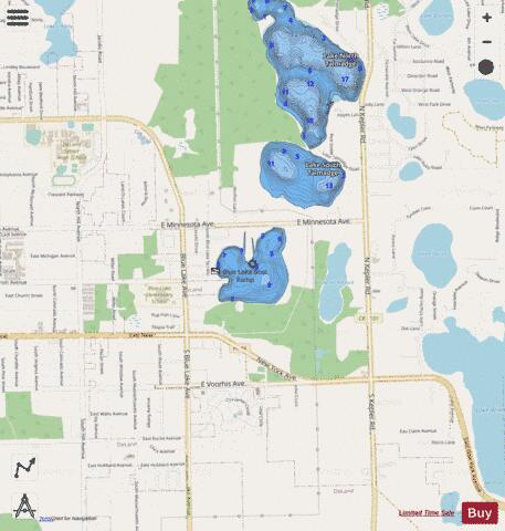 BLUE LAKE depth contour Map - i-Boating App - Streets