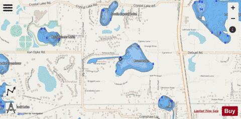BRANT LAKE depth contour Map - i-Boating App - Streets