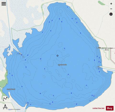 CYPRESS LAKE depth contour Map - i-Boating App - Streets