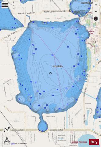 LAKE ELOISE depth contour Map - i-Boating App - Streets