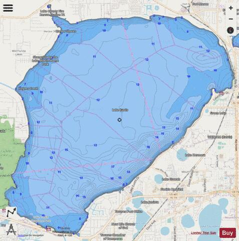 LAKE EUSTIS depth contour Map - i-Boating App - Streets