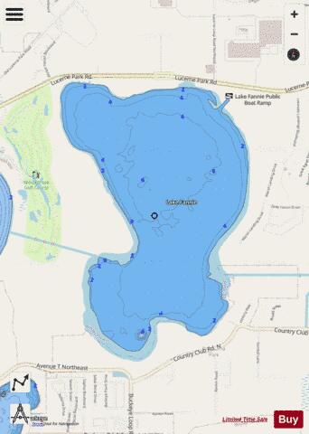 LAKE FANNIE depth contour Map - i-Boating App - Streets